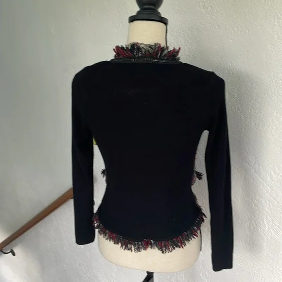 Cache Vintage Blazer Black and Cranberry and Silver Bucle’ Front zips Size M - Picture 4 of 6